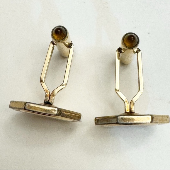 Vintage Krementz Octagon Cuff Links Gold Tone Engraved B Monogram Lucite Tips - Picture 5 of 13